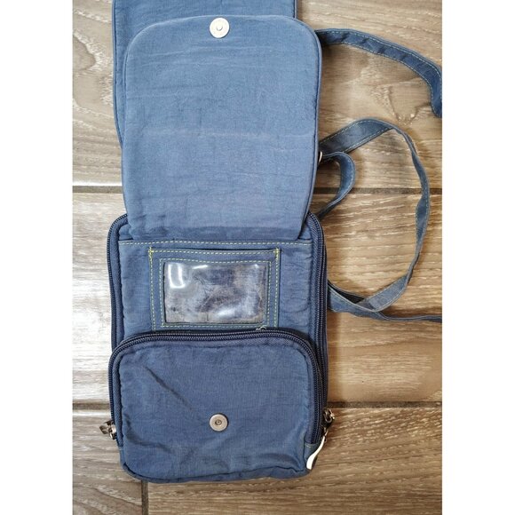 Baggalini Gray Crossbody Bag Multi Pocket & Zip, Adjustable Strap Green Lining - Picture 4 of 7